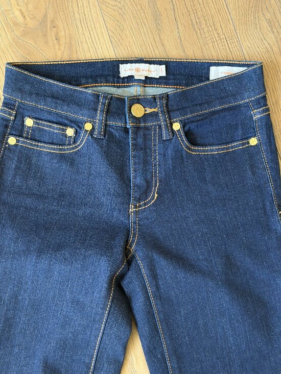 Tory Burch Women's Straight Leg Navy Blue Jeans Size: 24 - Picture 3 of 13